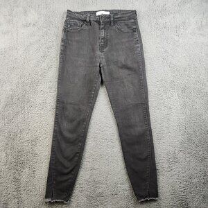 Womens High Rise Ankle Skinny Jeans Size 7/27 Black Raw Hem Stretch Denim Kancan